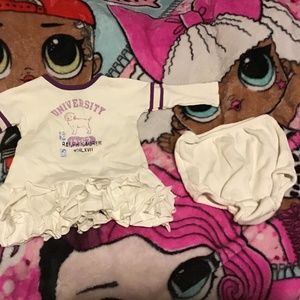 Antique Cream Multi Polo Dress and Bloomer